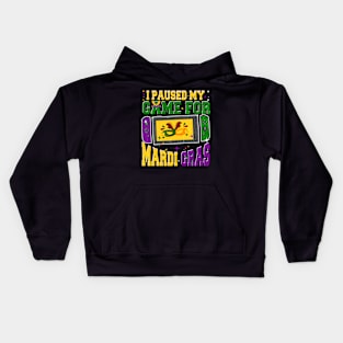 I Paused My Game For Mardi Gras Video Game Controller Boys Vintage Kids Hoodie